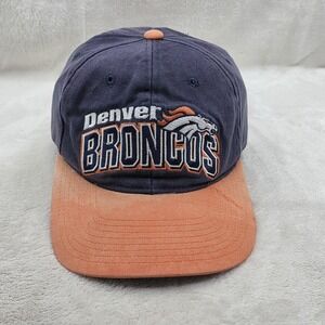 Vintage Denver Broncos Hat Cap Snap Back Mens Navy Orange NFL Distressed Starter